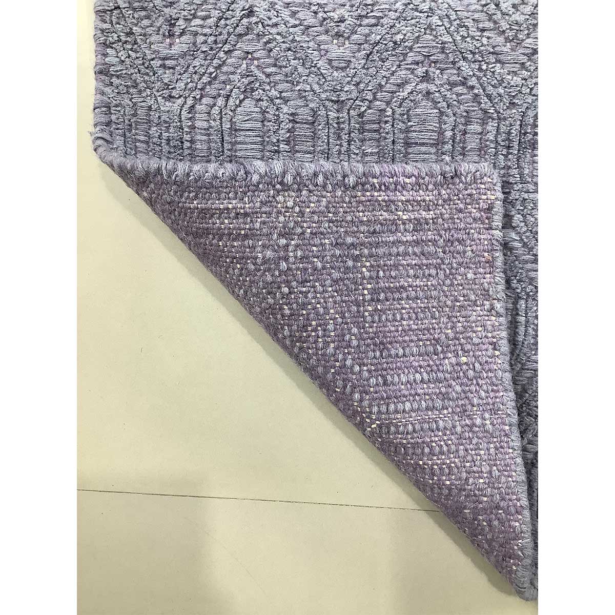 Hand Woven Wool Rug Geometric Pattern Flat Weave Purple Color (Design FL-002) in London