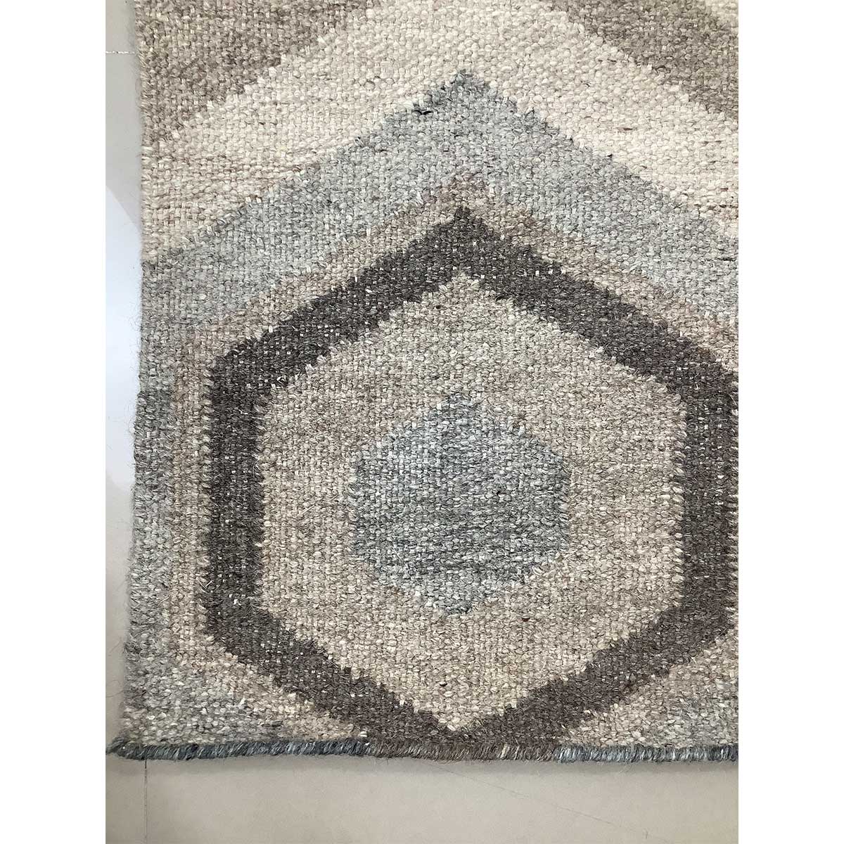 Hand Woven Wool Rug Geometric Pattern Flat Weave Brown Color (Design FL-003) in London