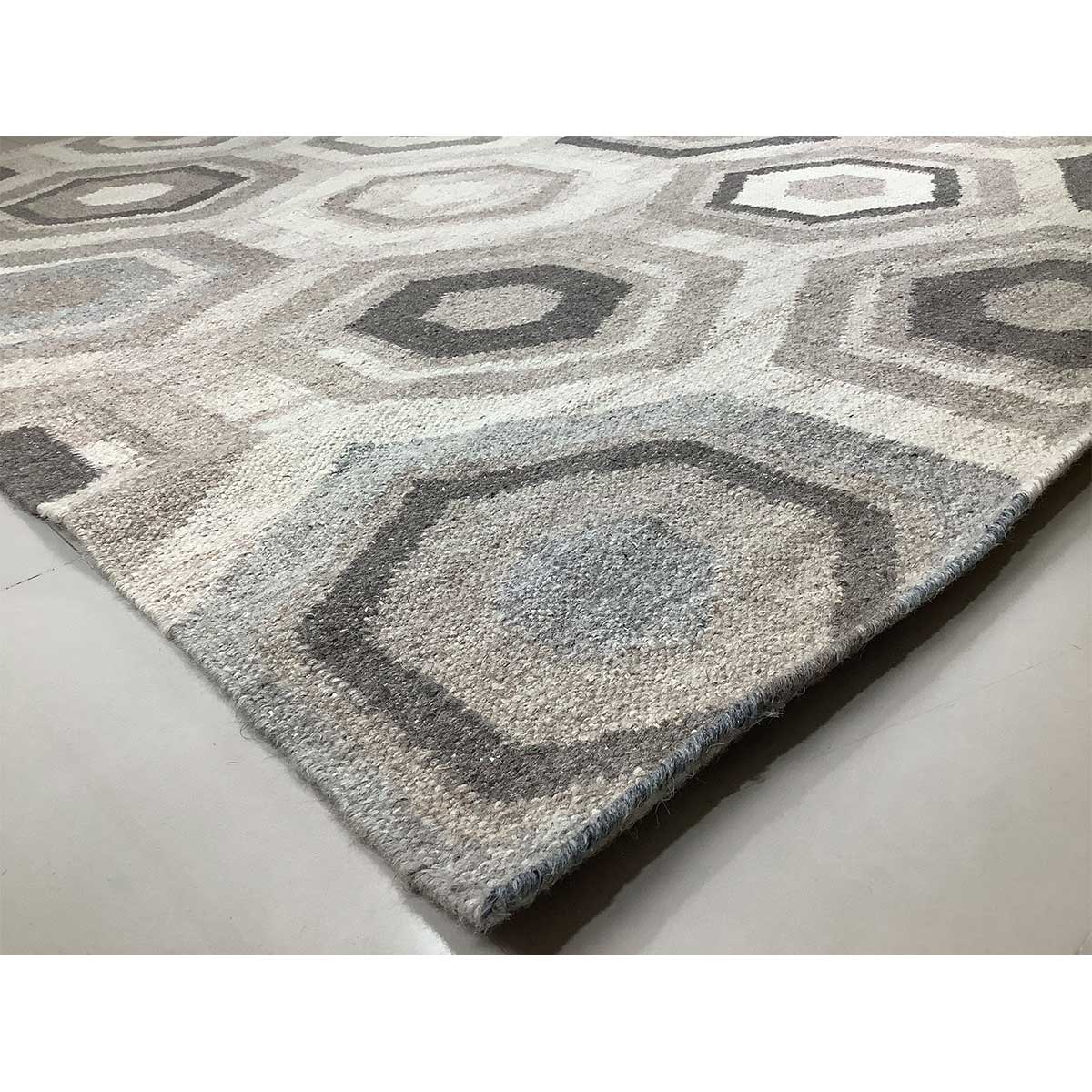 Hand Woven Wool Rug Geometric Pattern Flat Weave Brown Color (Design FL-003) in London