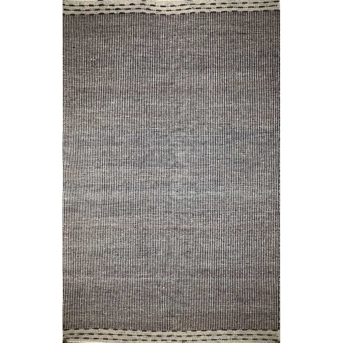 Hand Woven Wool Rug Lines Pattern Flat Weave Grey Color (Design FL-005) in London