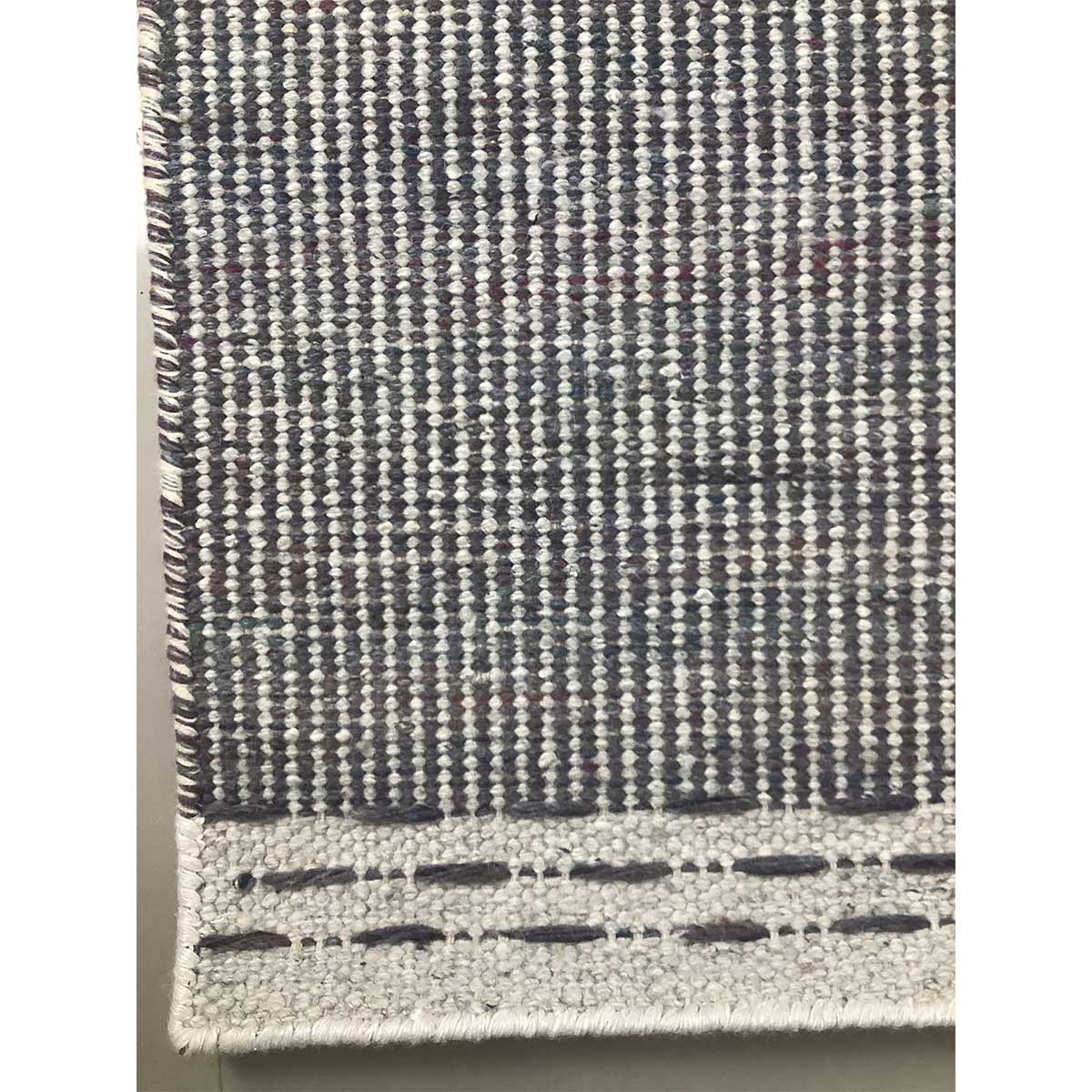 Hand Woven Wool Rug Lines Pattern Flat Weave Grey Color (Design FL-005) in London