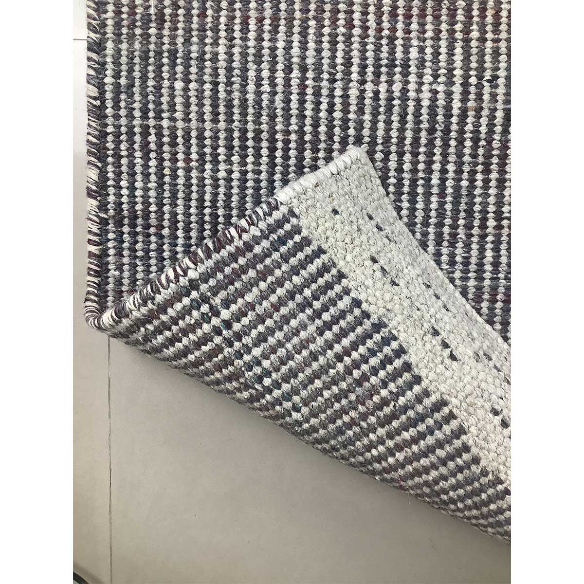 Hand Woven Wool Rug Lines Pattern Flat Weave Grey Color (Design FL-005) in London