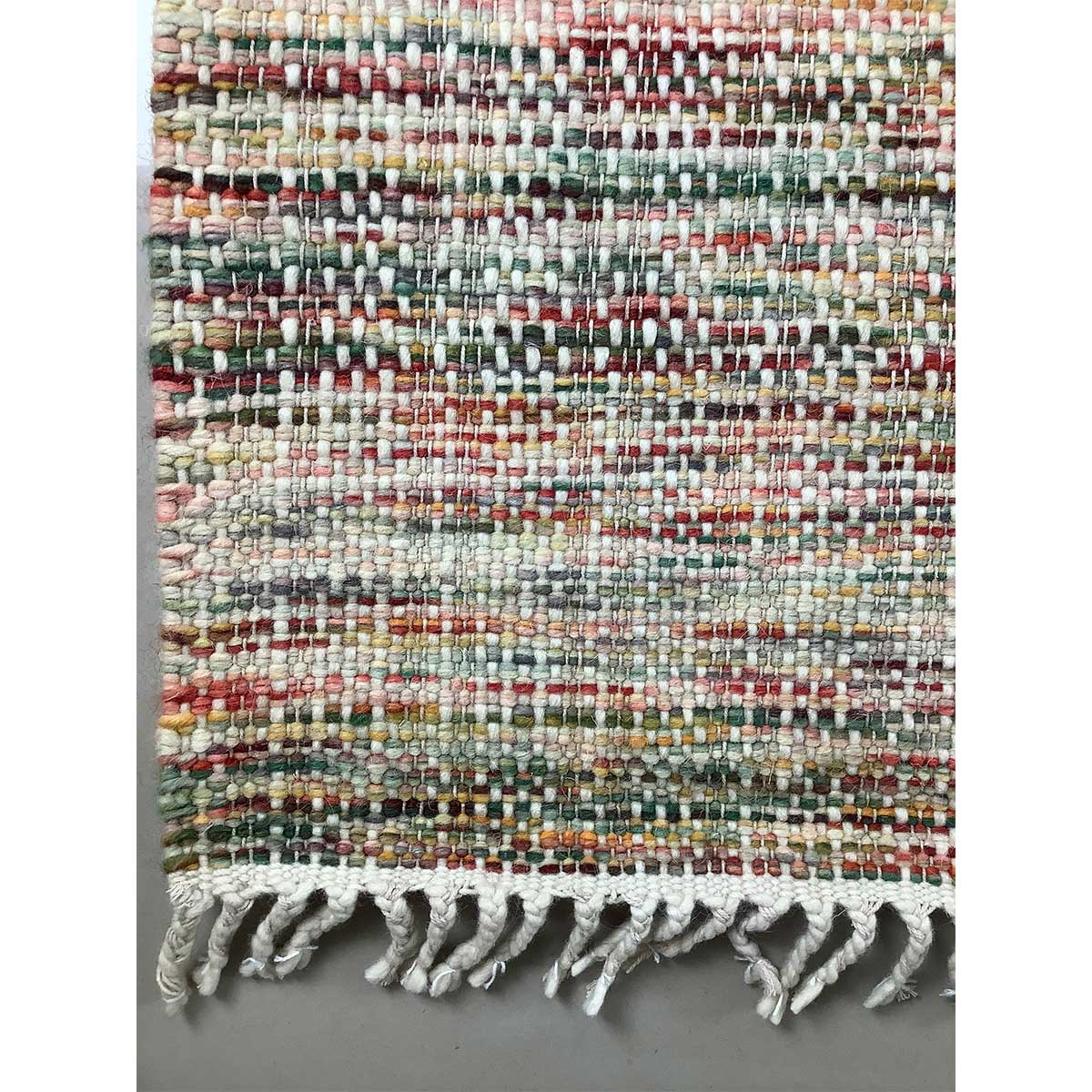 Hand Woven Wool Rug Lines Pattern Flat Weave Multi Color (Design FL-008) in London