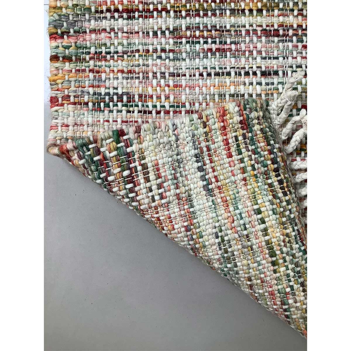 Hand Woven Wool Rug Lines Pattern Flat Weave Multi Color (Design FL-008) in London