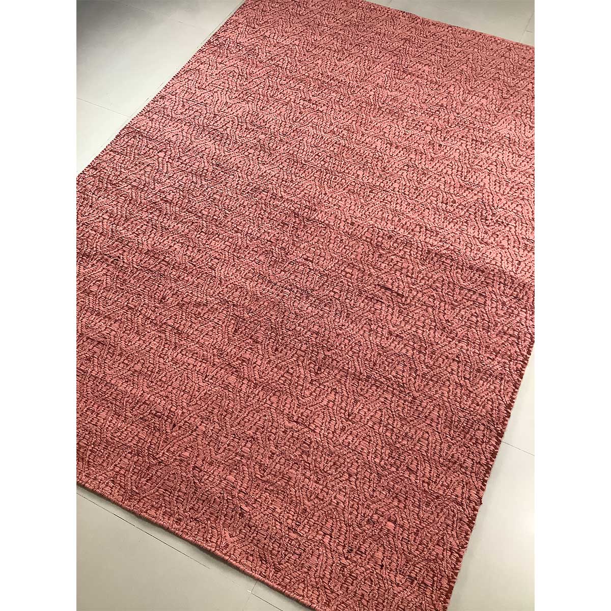 Hand Woven Wool Rug Geometric Pattern Flat Weave Tomato Color (Design FL-009) in London