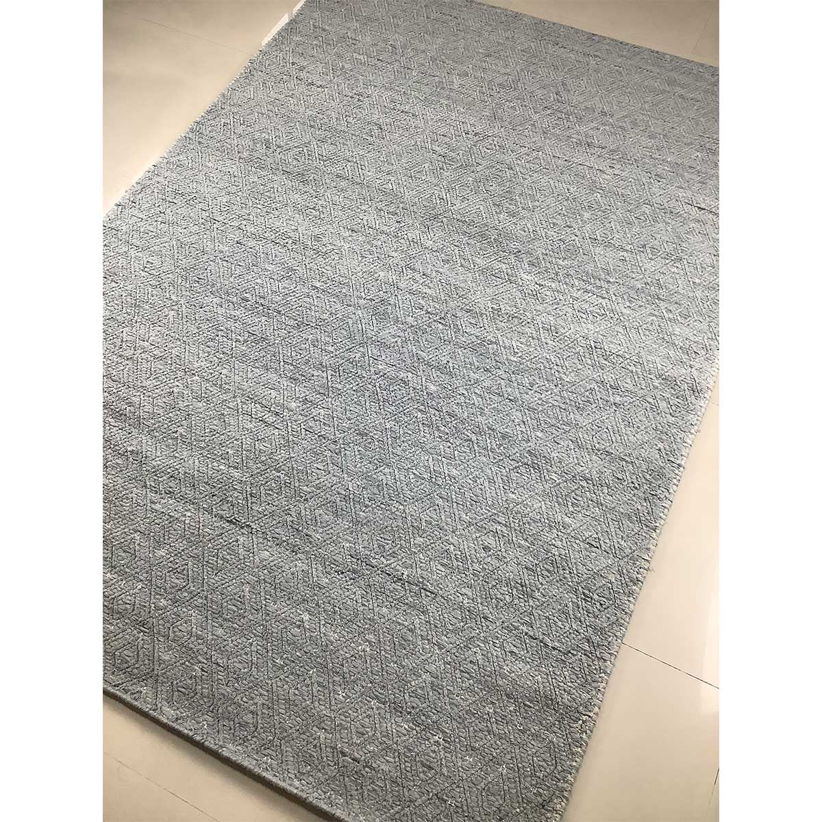 Hand Woven Wool Rug Geometric Pattern Flat Weave Grey Color (Design FL-011) in London