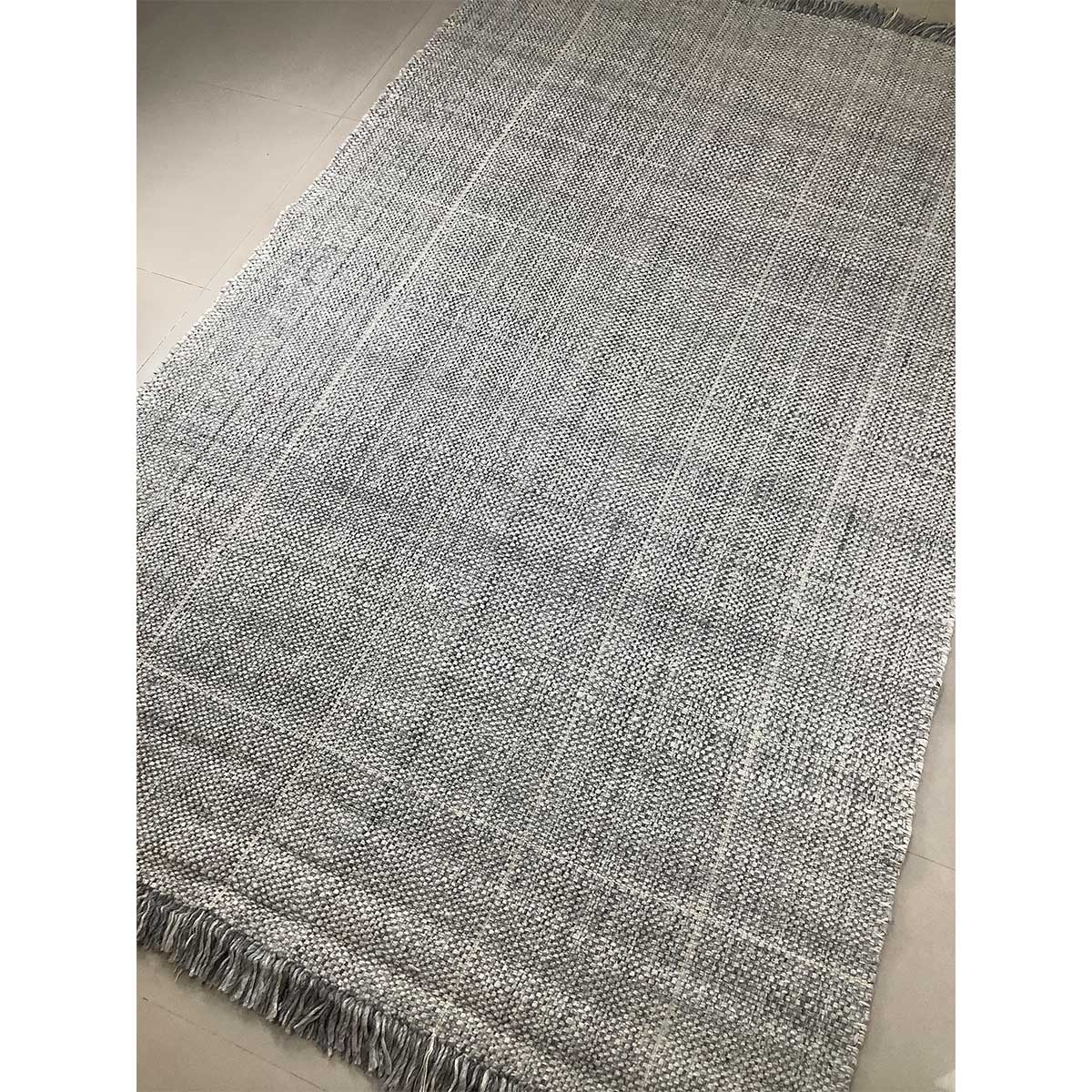 Hand Woven Wool Rug Lines Pattern Flat Weave Grey Color (Design FL-012) in London