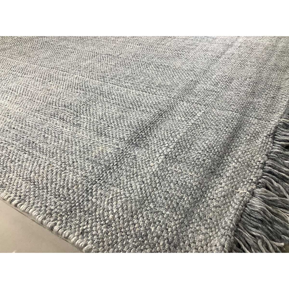 Hand Woven Wool Rug Lines Pattern Flat Weave Grey Color (Design FL-012) in London