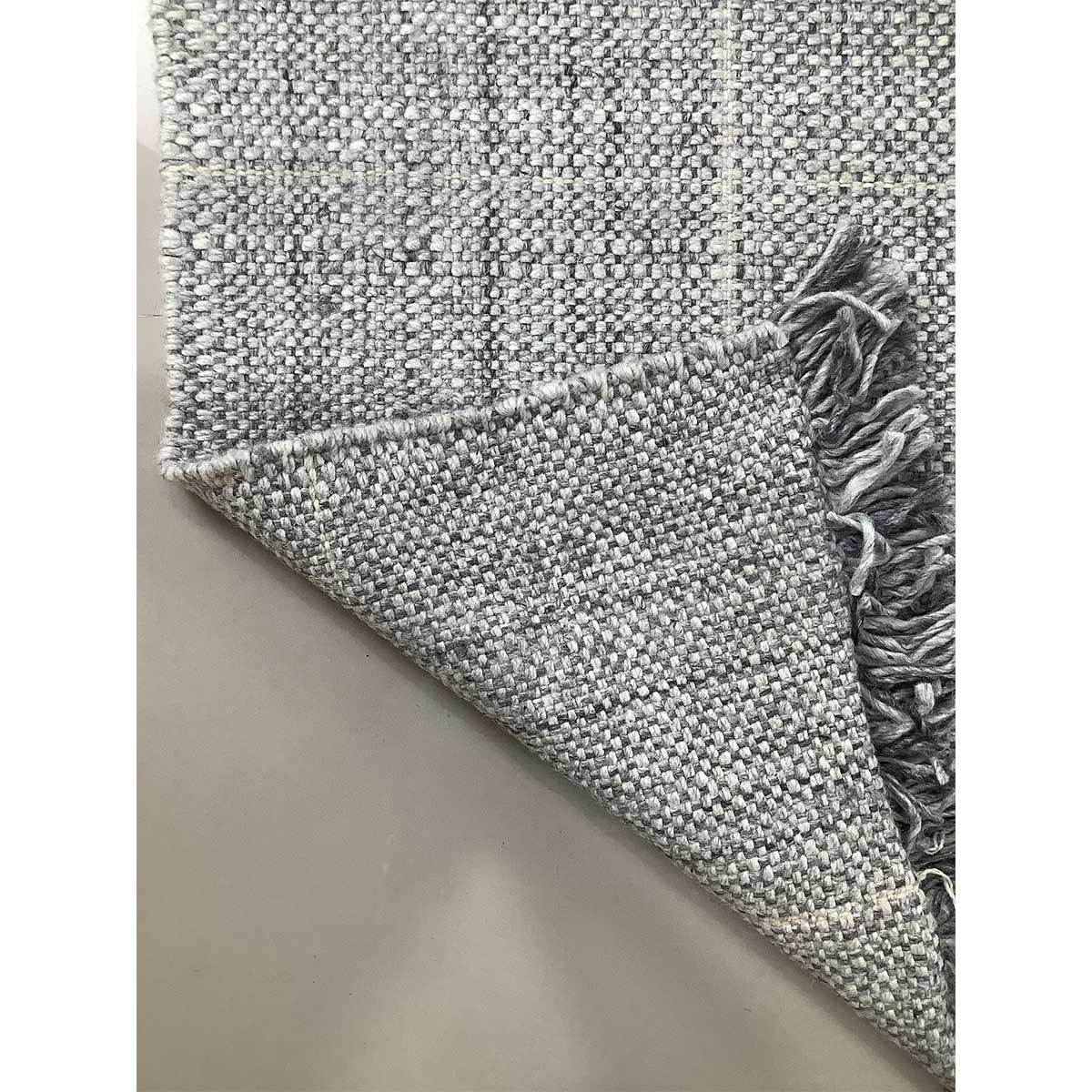 Hand Woven Wool Rug Lines Pattern Flat Weave Grey Color (Design FL-012) in London