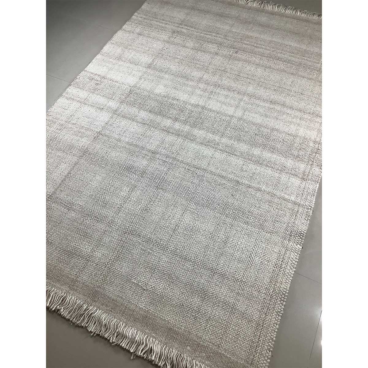 Hand Woven Wool Rug Lines Pattern Flat Weave Beige Color (Design FL-013) in London