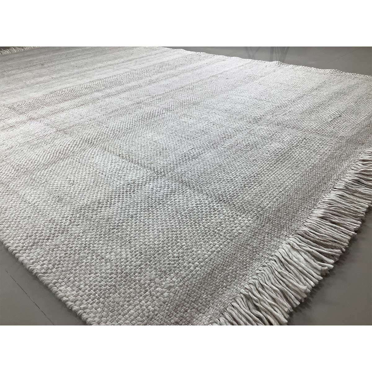 Hand Woven Wool Rug Lines Pattern Flat Weave Beige Color (Design FL-013) in London