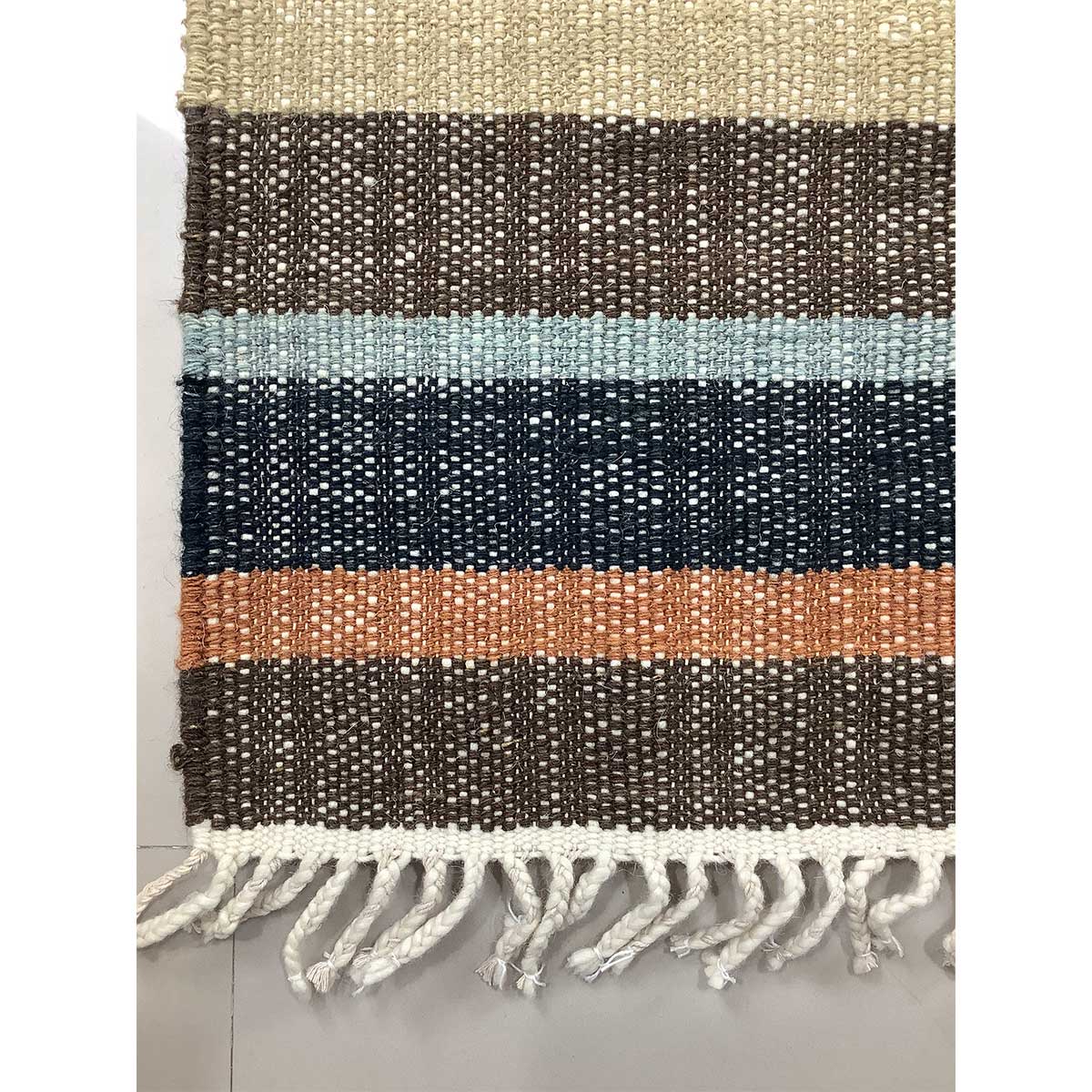 Hand Woven Wool Rug Lines Pattern Flat Weave Multi Color (Design FL-015) in London