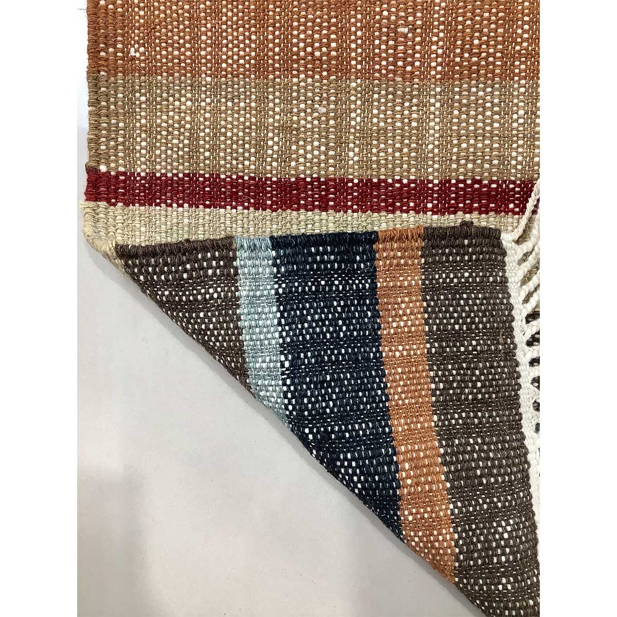 Hand Woven Wool Rug Lines Pattern Flat Weave Multi Color (Design FL-015) in London