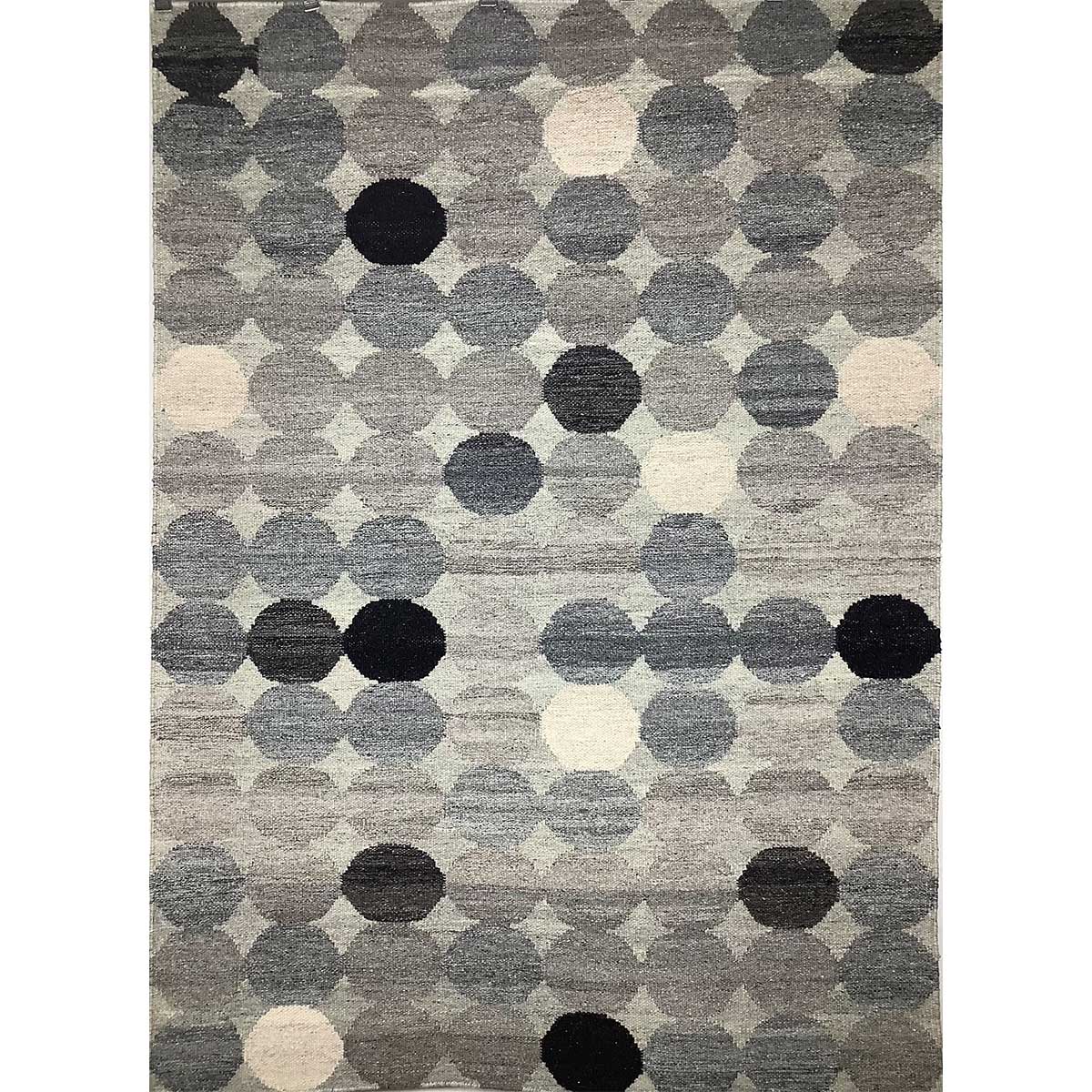 Handcrafted Wool Rug Geometric Design Flat Weave Grey Color (Design FL-017) in London