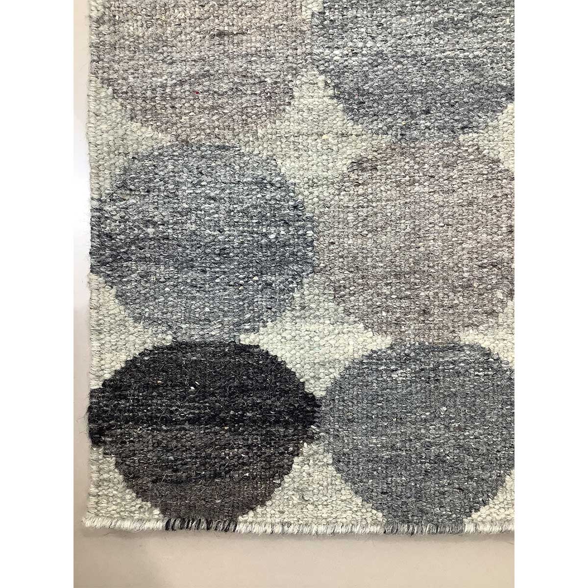 Handcrafted Wool Rug Geometric Design Flat Weave Grey Color (Design FL-017) in London