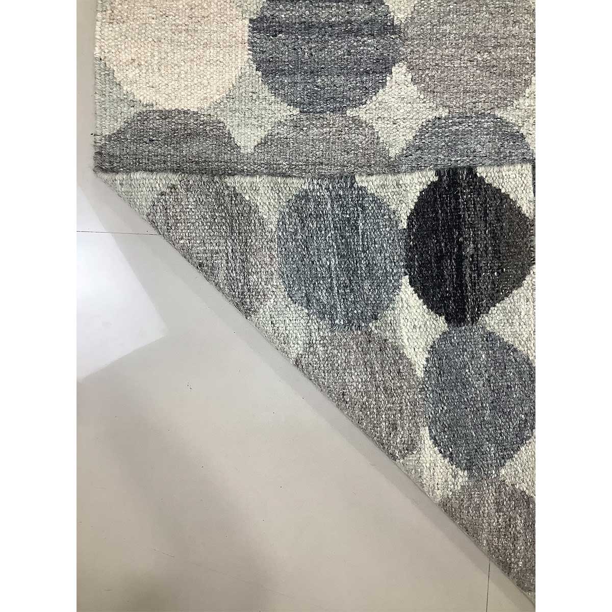 Handcrafted Wool Rug Geometric Design Flat Weave Grey Color (Design FL-017) in London