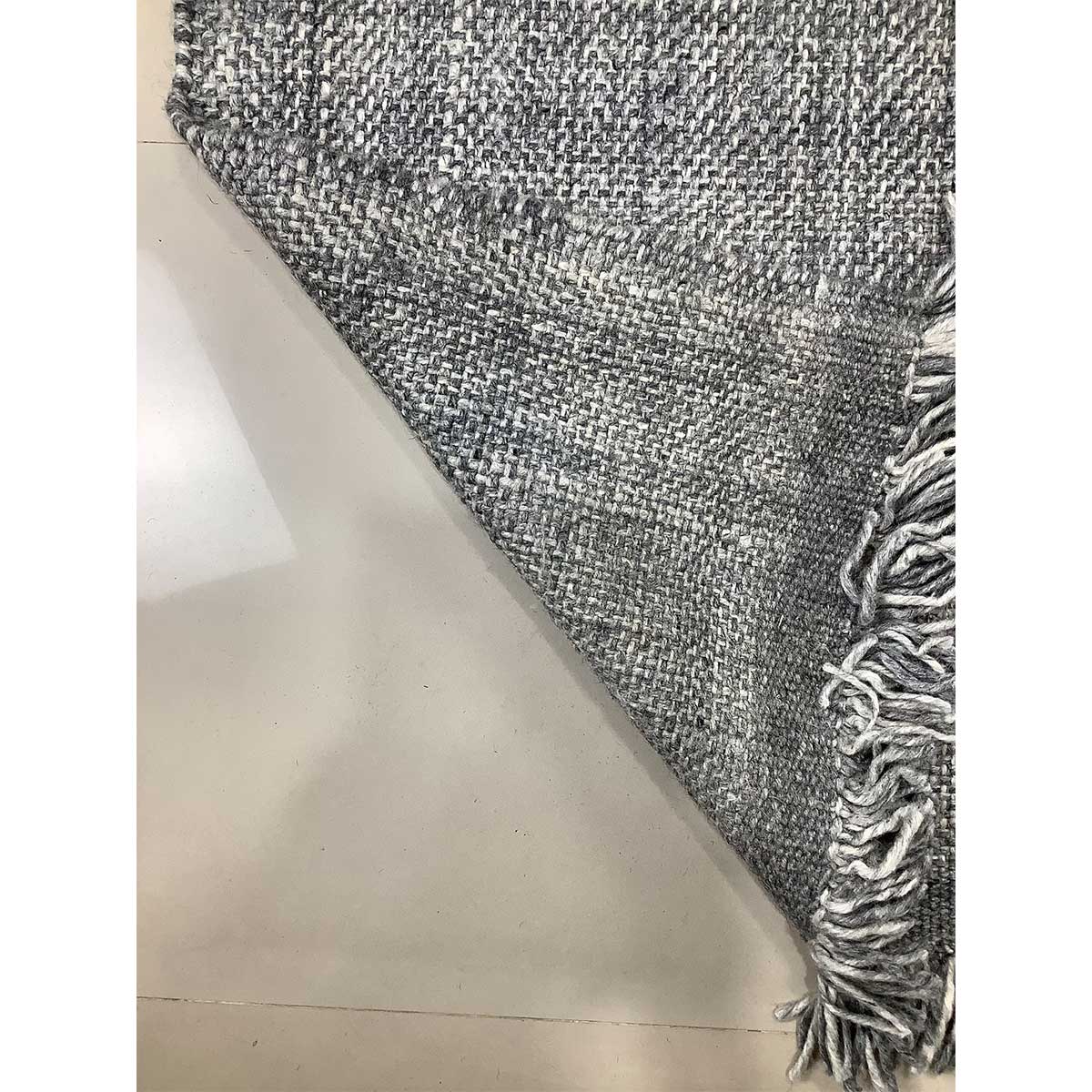 Flat Weave Wool Rug Lines Pattern Dark Grey Color Hand Woven (Design FL-018) in London