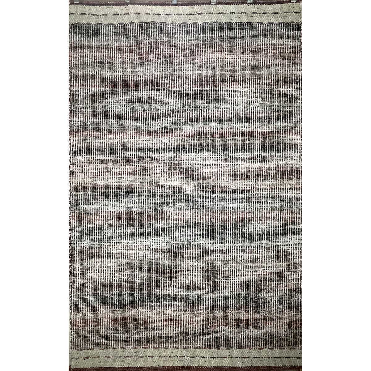 Red Silver Lines Pattern Wool Rug Flat Weave Hand Woven (Design FL-019) in London