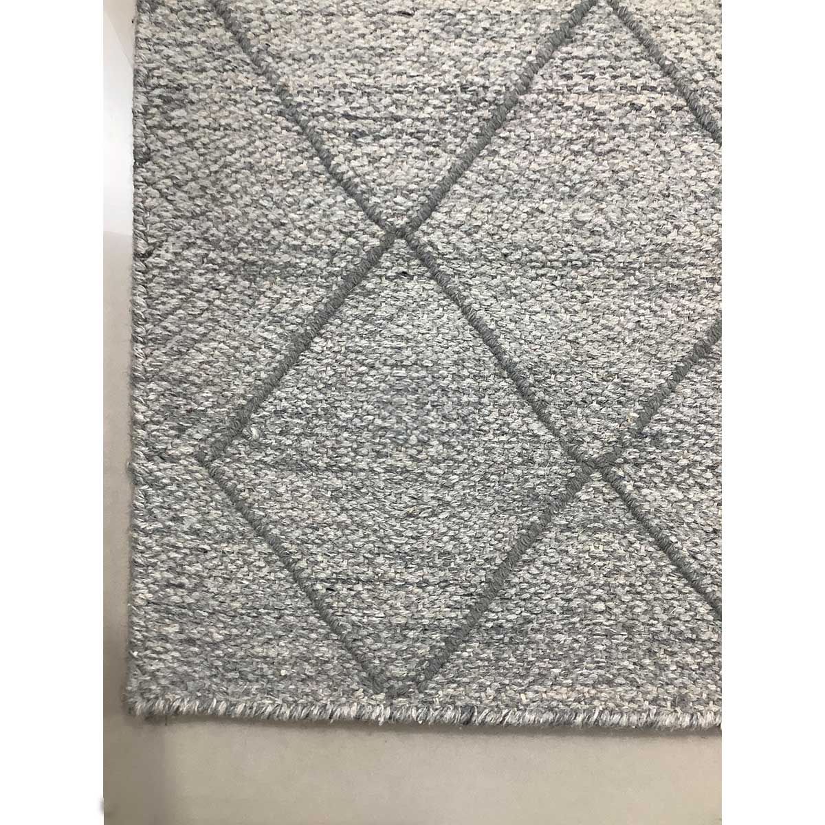 Handcrafted Wool Rug Geometric Design Flat Weave Grey Color (Design FL-020) in London