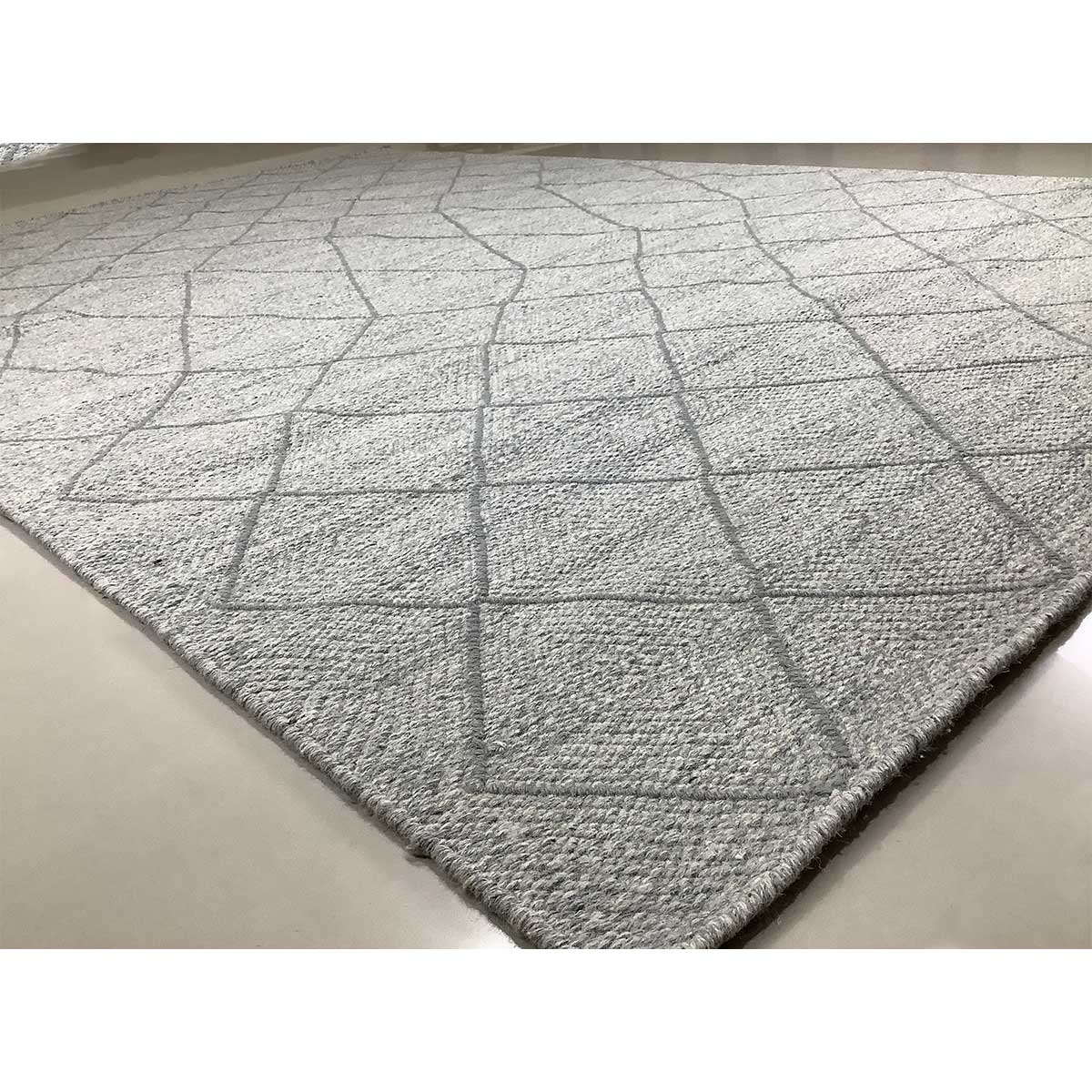 Handcrafted Wool Rug Geometric Design Flat Weave Grey Color (Design FL-020) in London