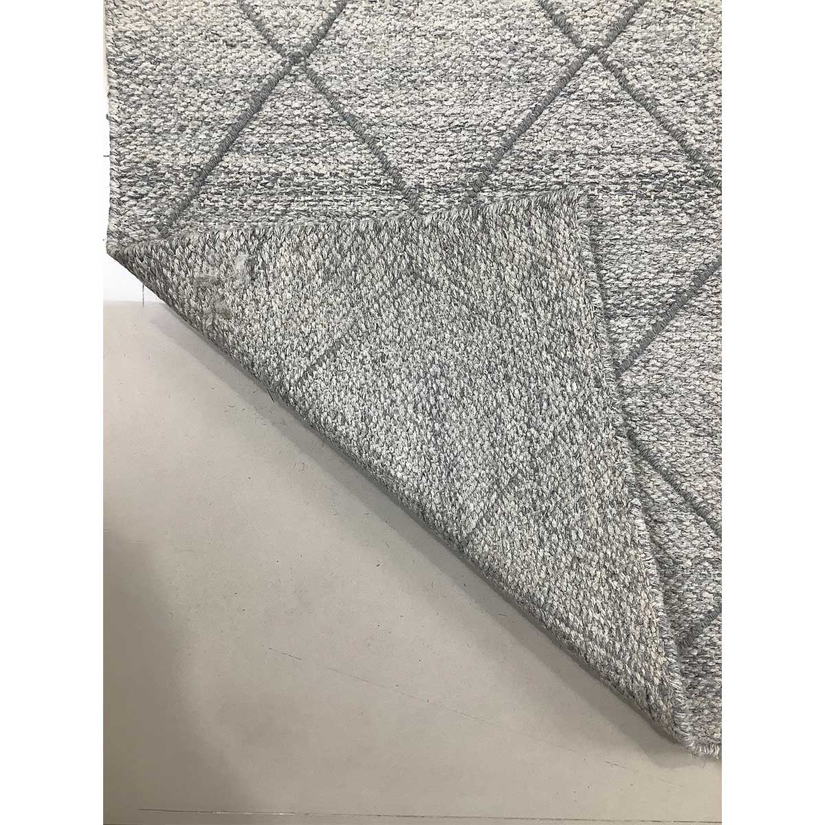 Handcrafted Wool Rug Geometric Design Flat Weave Grey Color (Design FL-020) in London