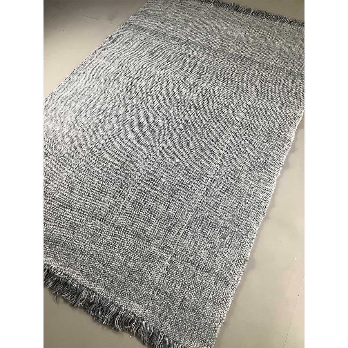 Handcrafted Wool Rug Lines Design Flat Weave Grey Color (Design FL-022) in London