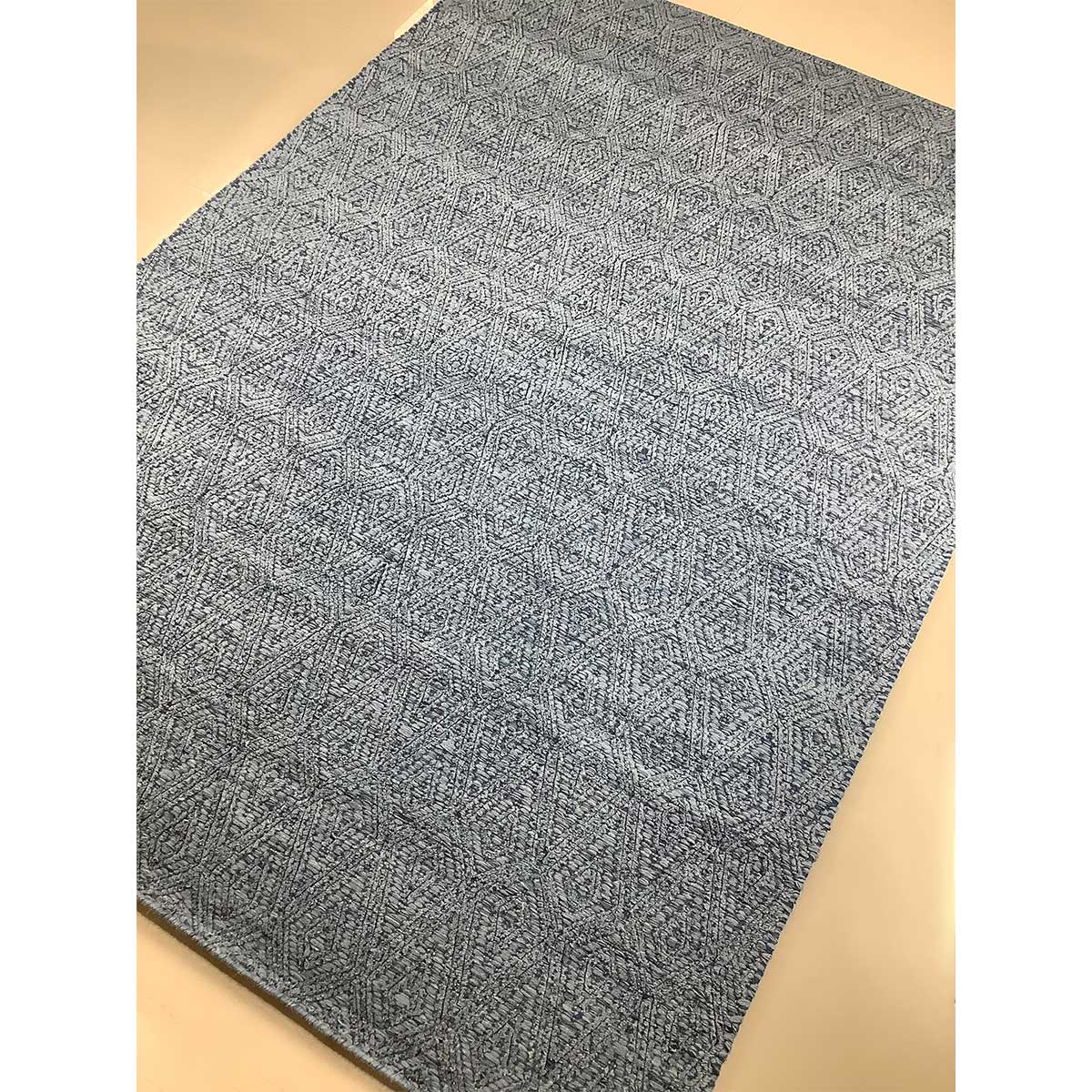 Hand Woven Wool Rug Geometric Design Flat Weave Blue Color (Design FL-024) in London