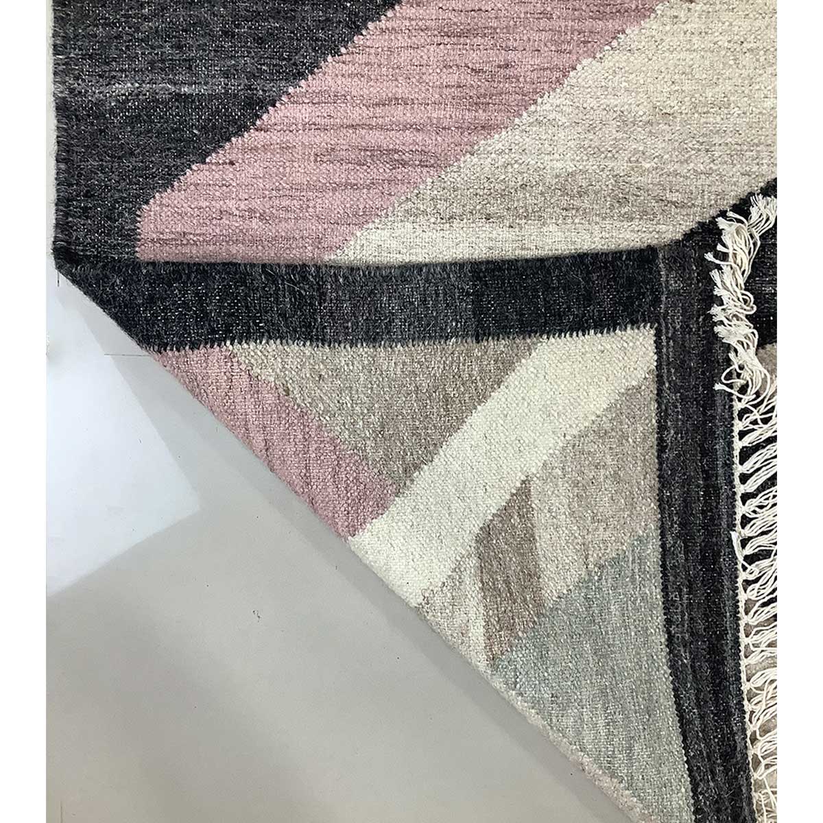 Hand Woven Wool Rug Geometric Pattern Flat Weave Cream Color (Design FL-026) in London