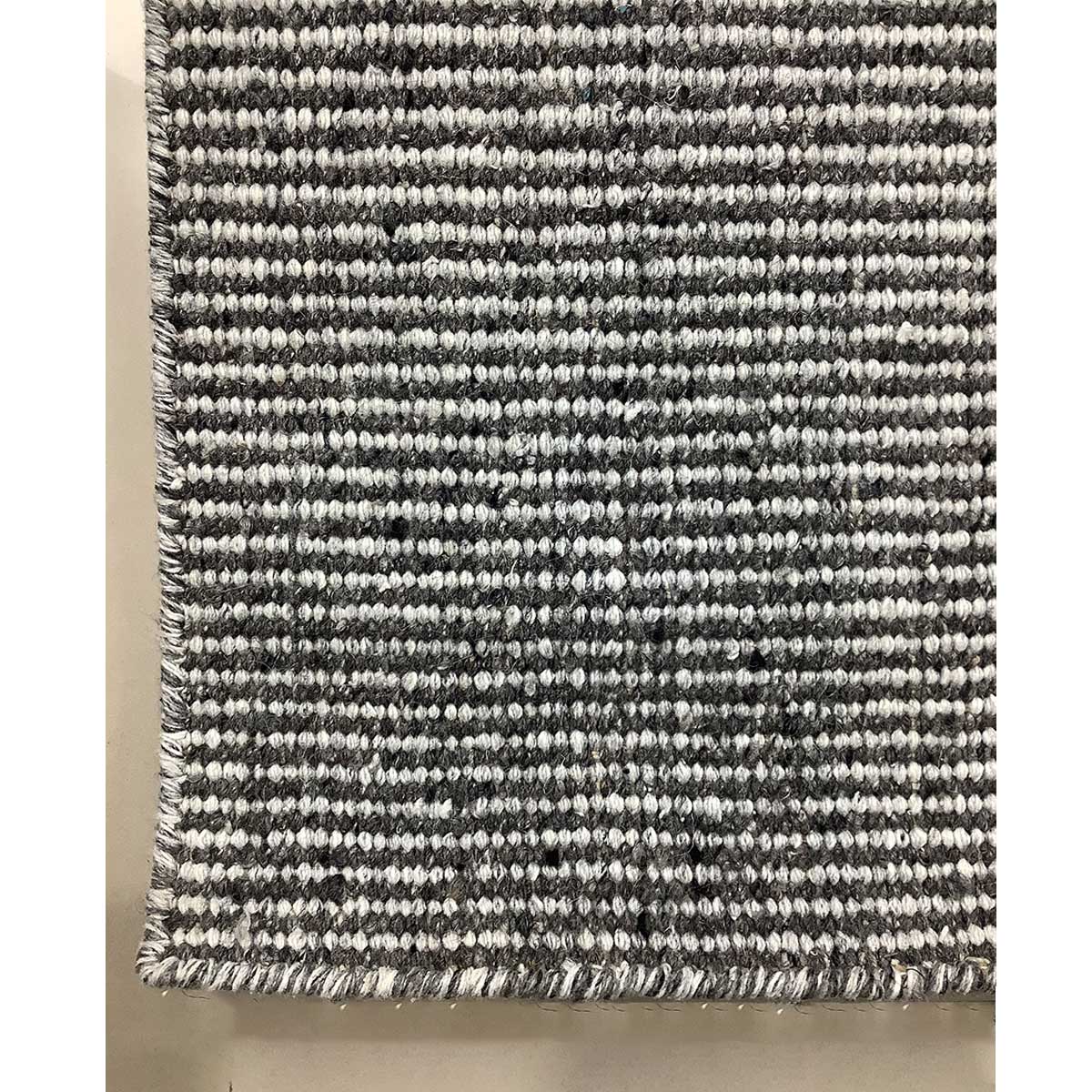 Wool Rug Lines Pattern Flat Weave Grey Silver Color Hand Woven (Design FL-027) in London