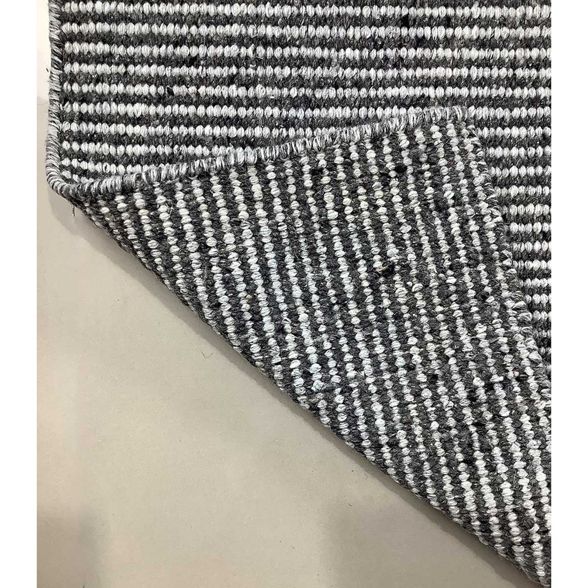 Wool Rug Lines Pattern Flat Weave Grey Silver Color Hand Woven (Design FL-027) in London