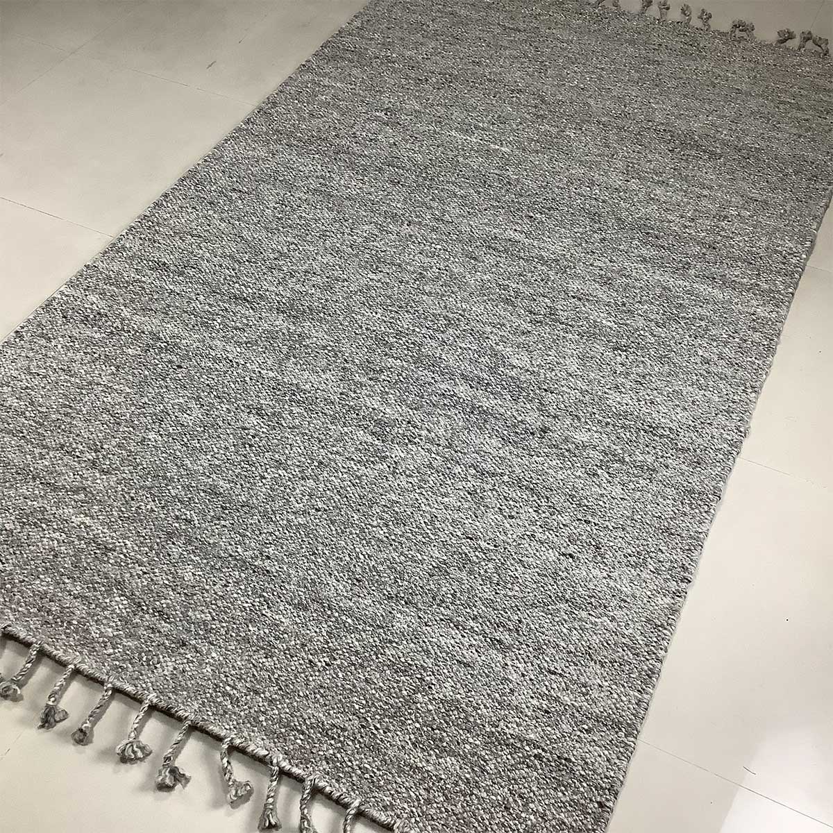 Hand Woven Wool Rug Basic Pattern Flat Weave Grey Color (Design FL-029) in London