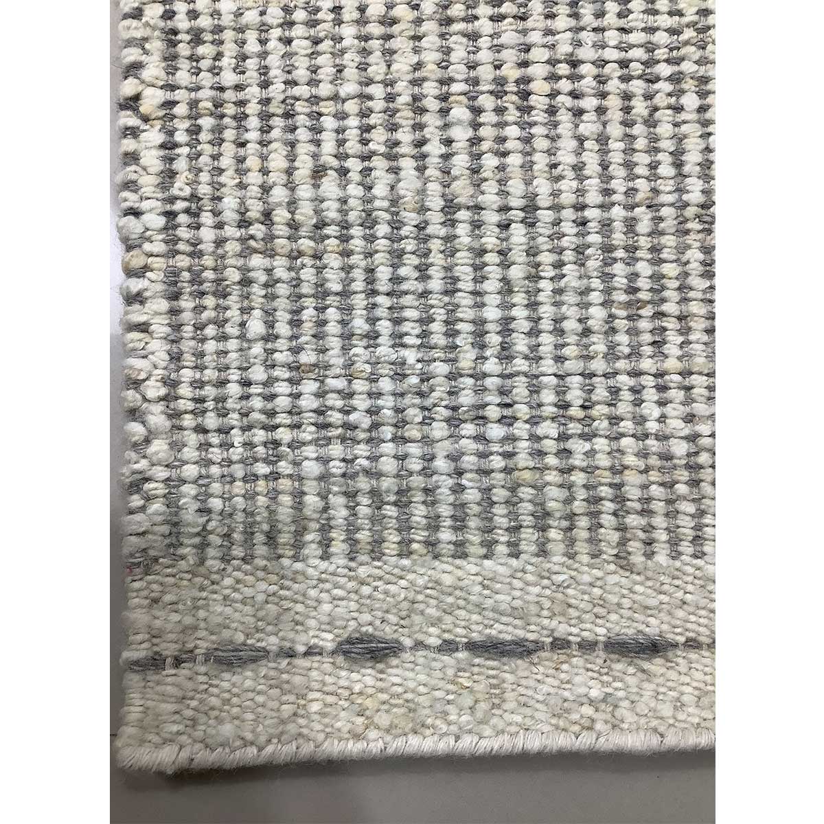 Hand Woven Wool Rug Lines Pattern Flat Weave Grey Ivory Color (Design FL-030) in London