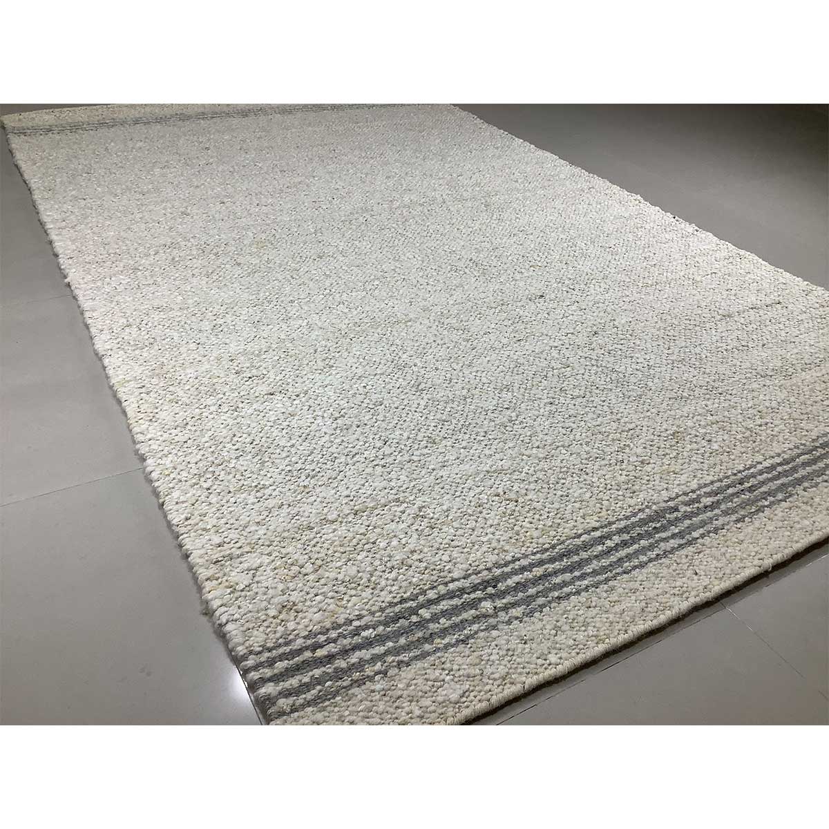 Hand Woven Wool Rug Basic Pattern Flat Weave Ivory Color (Design FL-031) in London