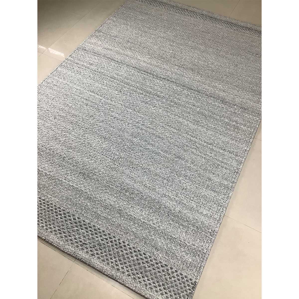 Handcrafted Wool Rug Basic Design Flat Weave Grey Color (Design FL-035) in London