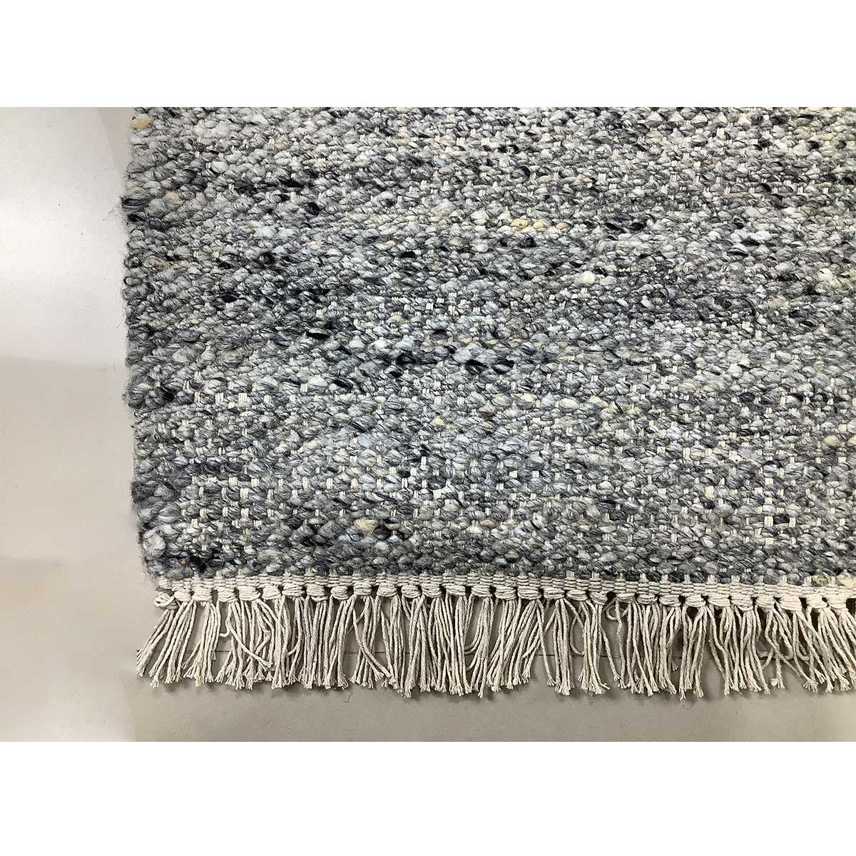 Grey Basic Pattern Wool Rug Flat Weave Hand Woven (Design FL-036) in London