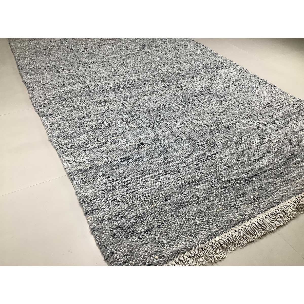 Grey Basic Pattern Wool Rug Flat Weave Hand Woven (Design FL-036) in London