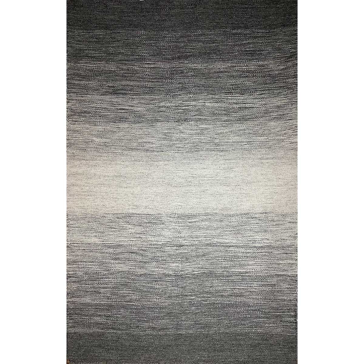 Hand Woven Wool Rug Lines Pattern Flat Weave Grey Color (Design FL-039) in London