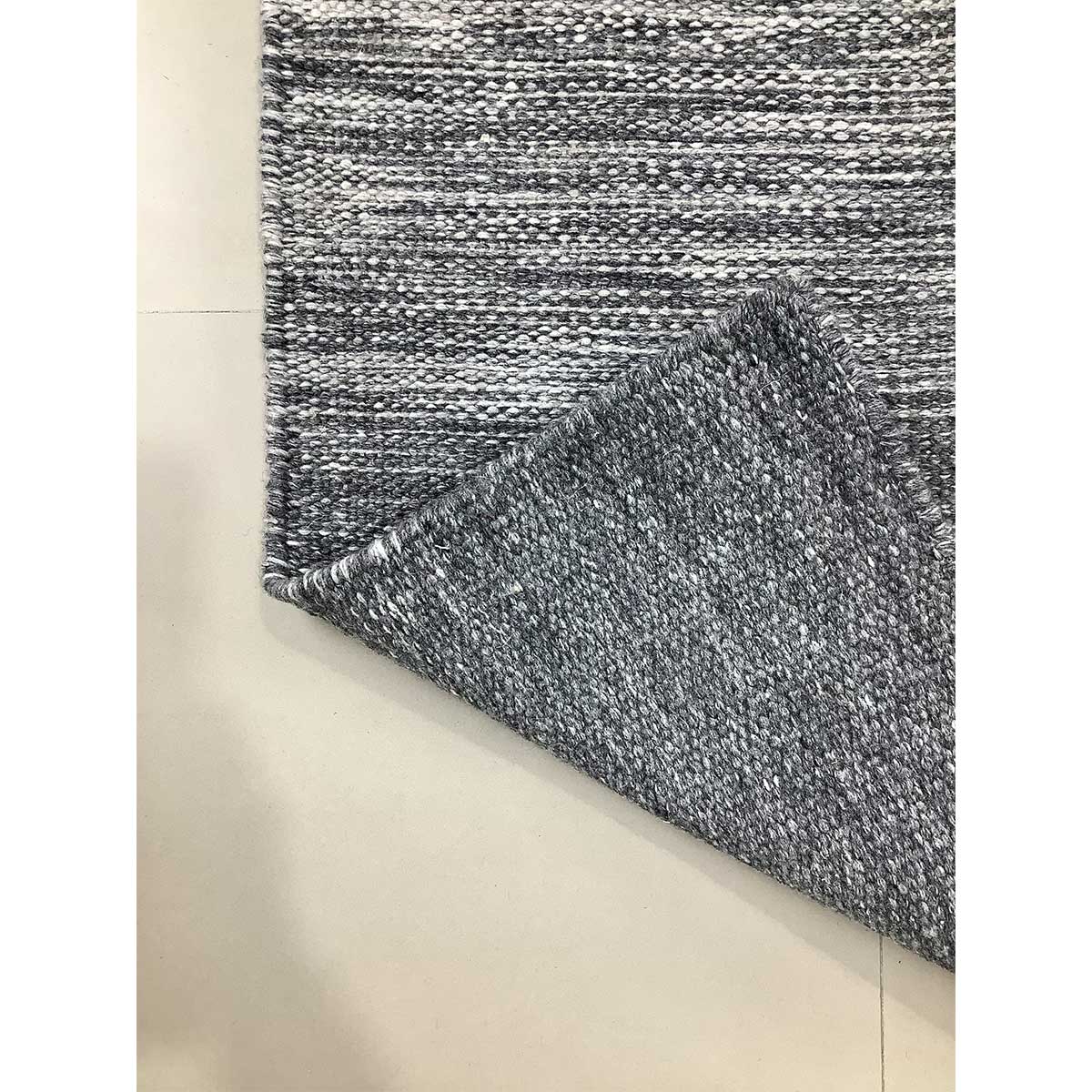 Hand Woven Wool Rug Lines Pattern Flat Weave Grey Color (Design FL-039) in London