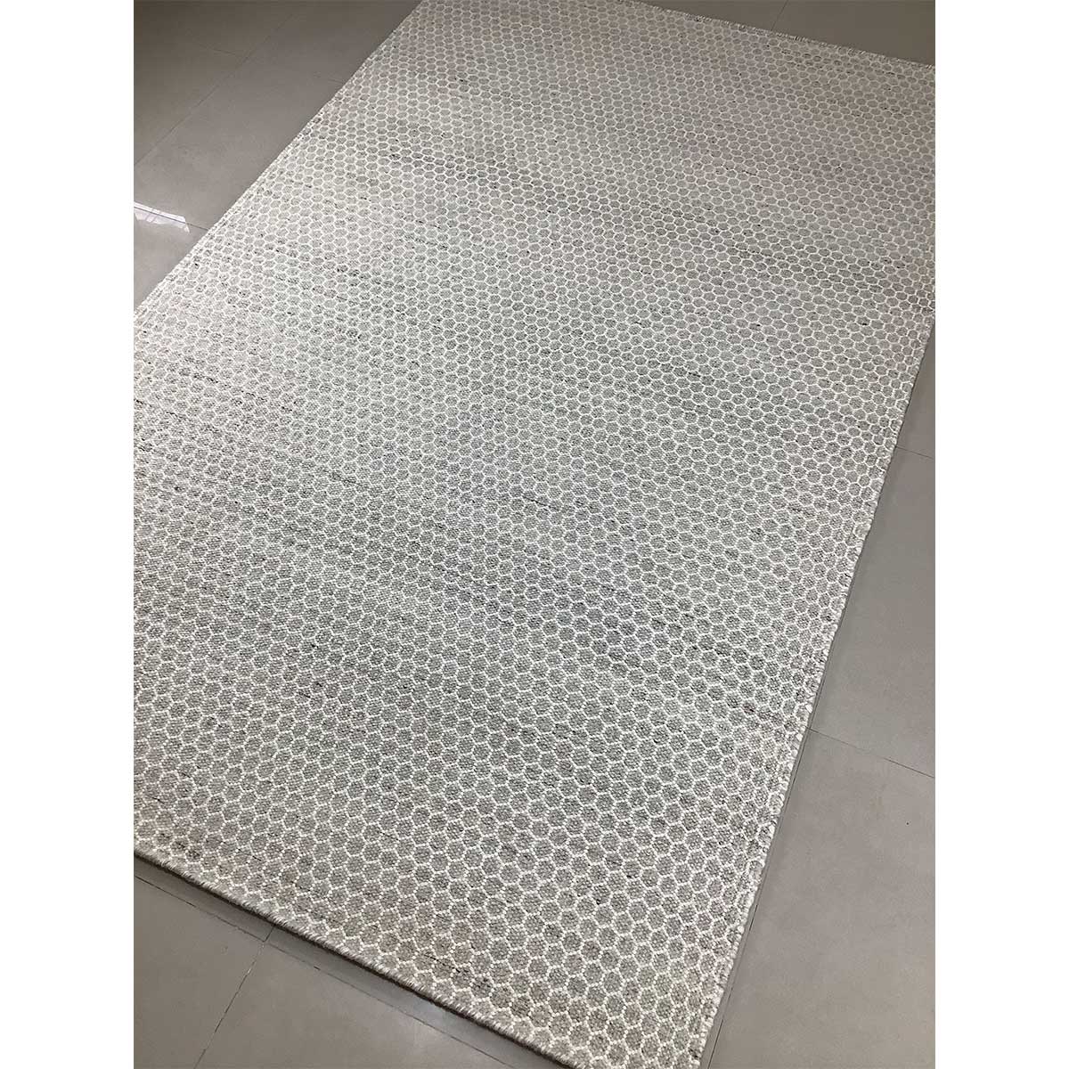 Hand Woven Wool Rug Geometric Pattern Flat Weave Cream Color (Design FL-040) in London