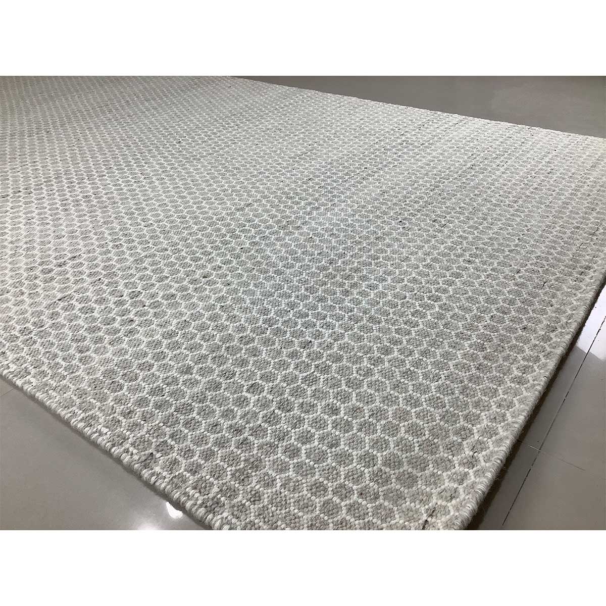 Hand Woven Wool Rug Geometric Pattern Flat Weave Cream Color (Design FL-040) in London