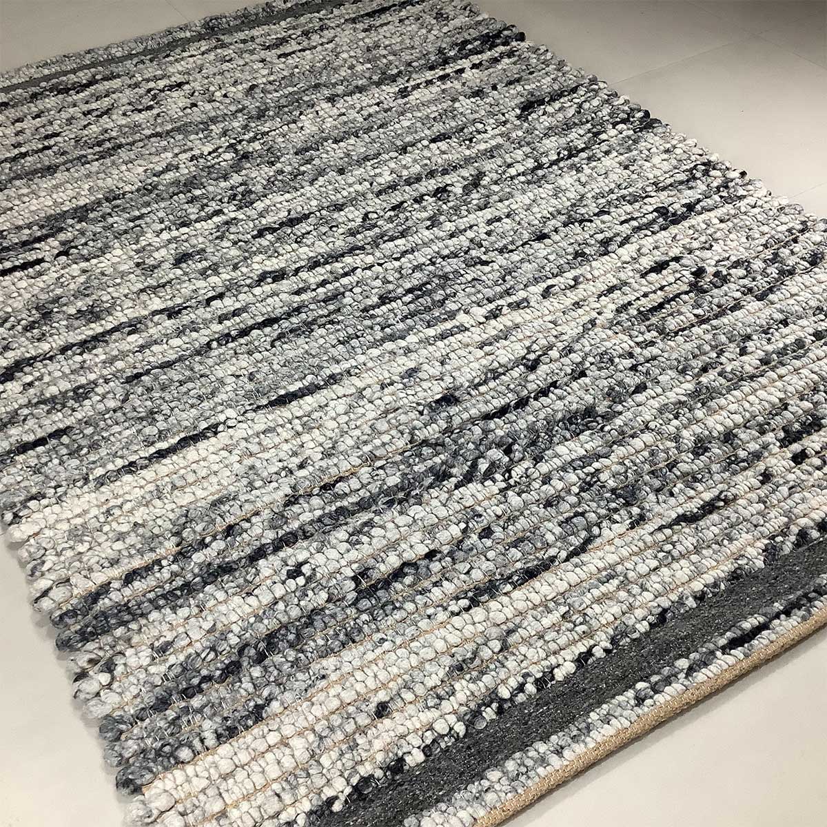 Flat Weave Wool Rug Basic Pattern Silver Color Hand Woven (Design FL-042) in London