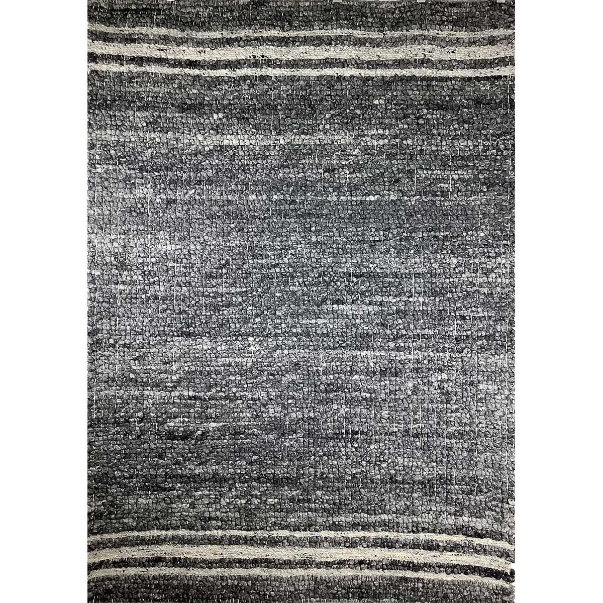 Hand Woven Wool Rug Basic Pattern Flat Weave Coal Color (Design FL-043) in London