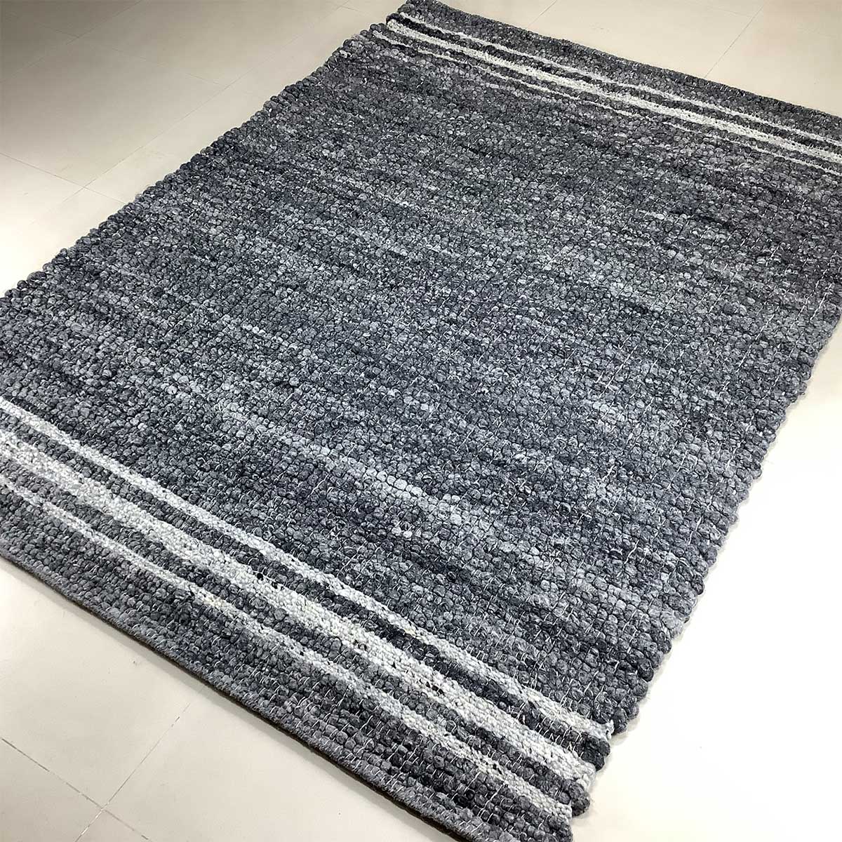 Hand Woven Wool Rug Basic Pattern Flat Weave Coal Color (Design FL-043) in London