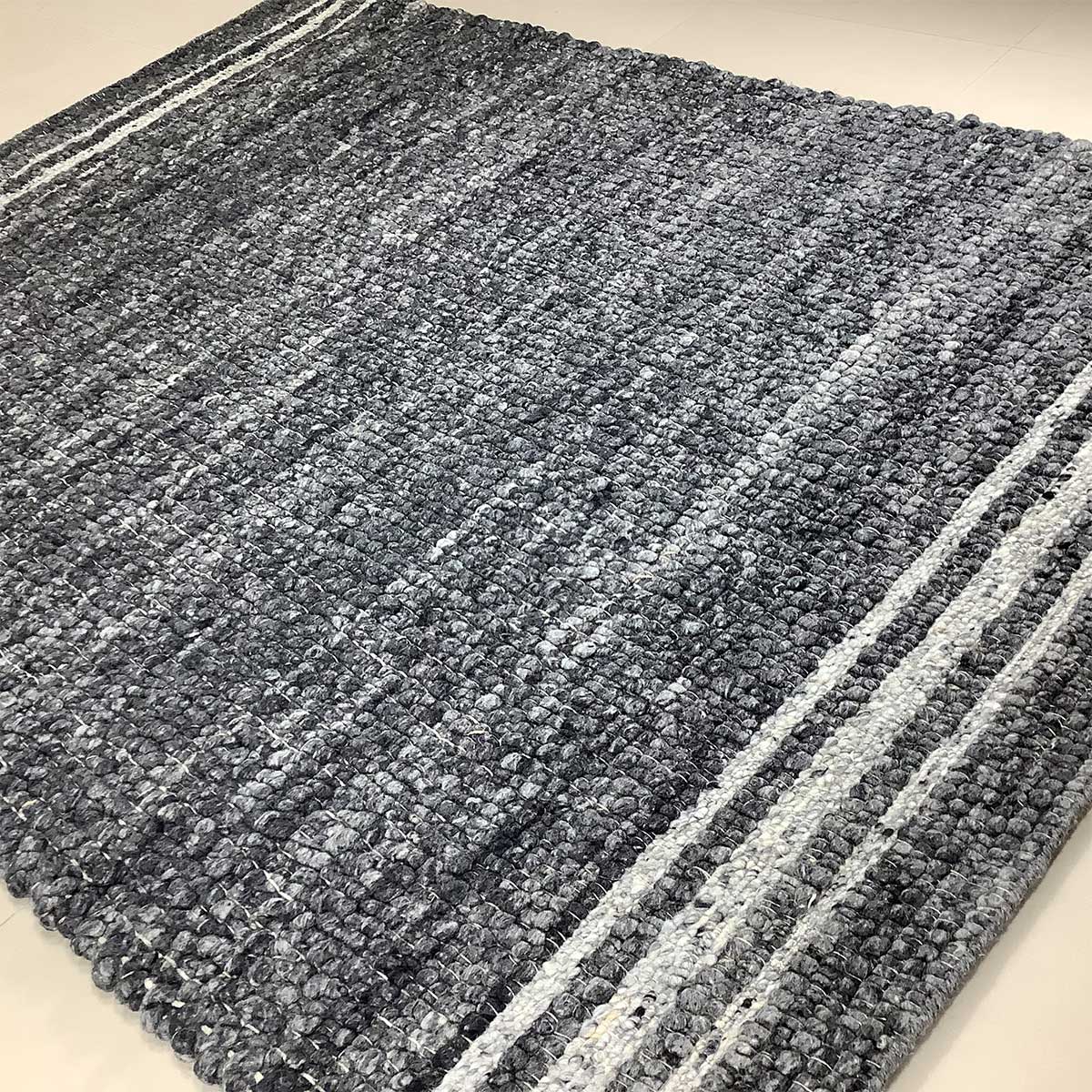 Hand Woven Wool Rug Basic Pattern Flat Weave Coal Color (Design FL-043) in London