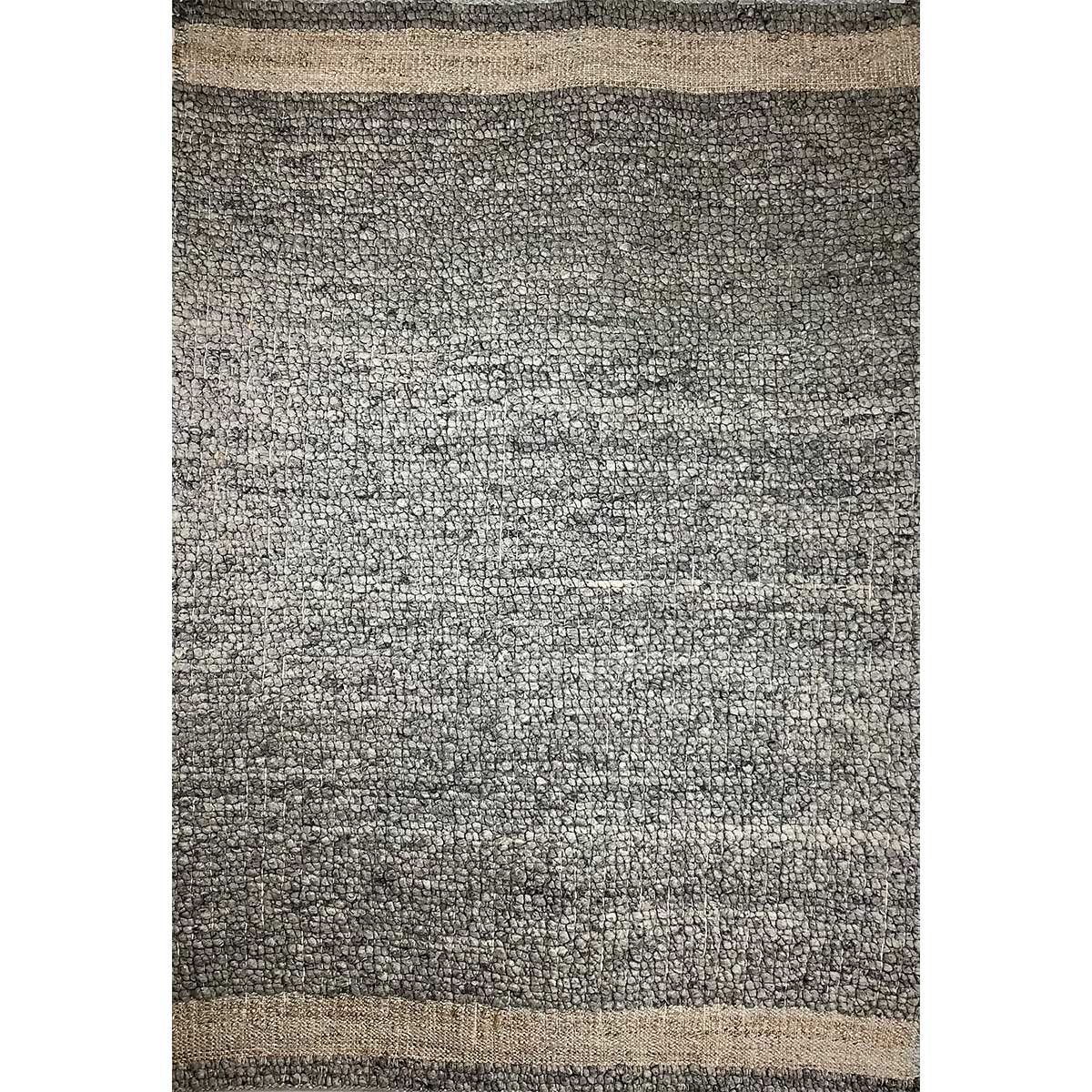 Wool Rug Basic Pattern Flat Weave Grey Color Hand Woven (Design FL-044) in London