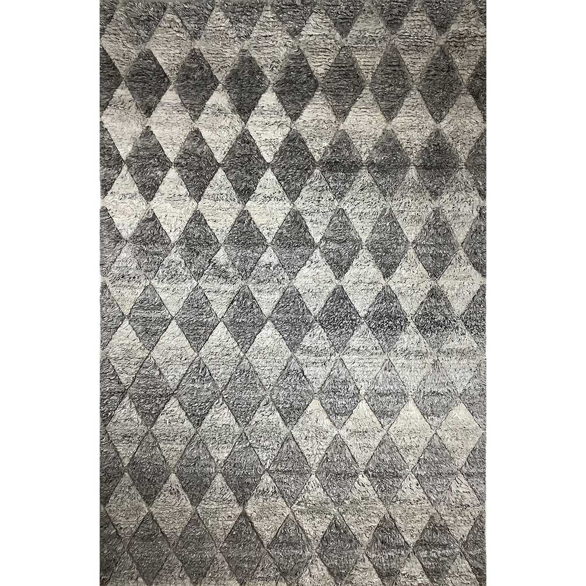 Luxury Hand-Knotted Geometric Wool Rug in Silver and Grey – (Design Code HKC-042) in Croatia