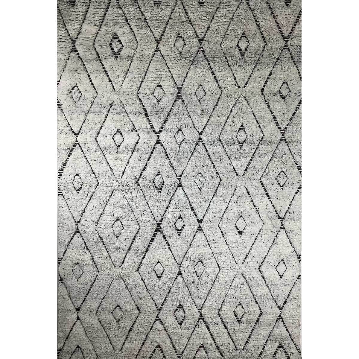 Premium Silver Wool Rug – Geometric Hand-Knotted Construction (Design Code HKC-047) in Croatia