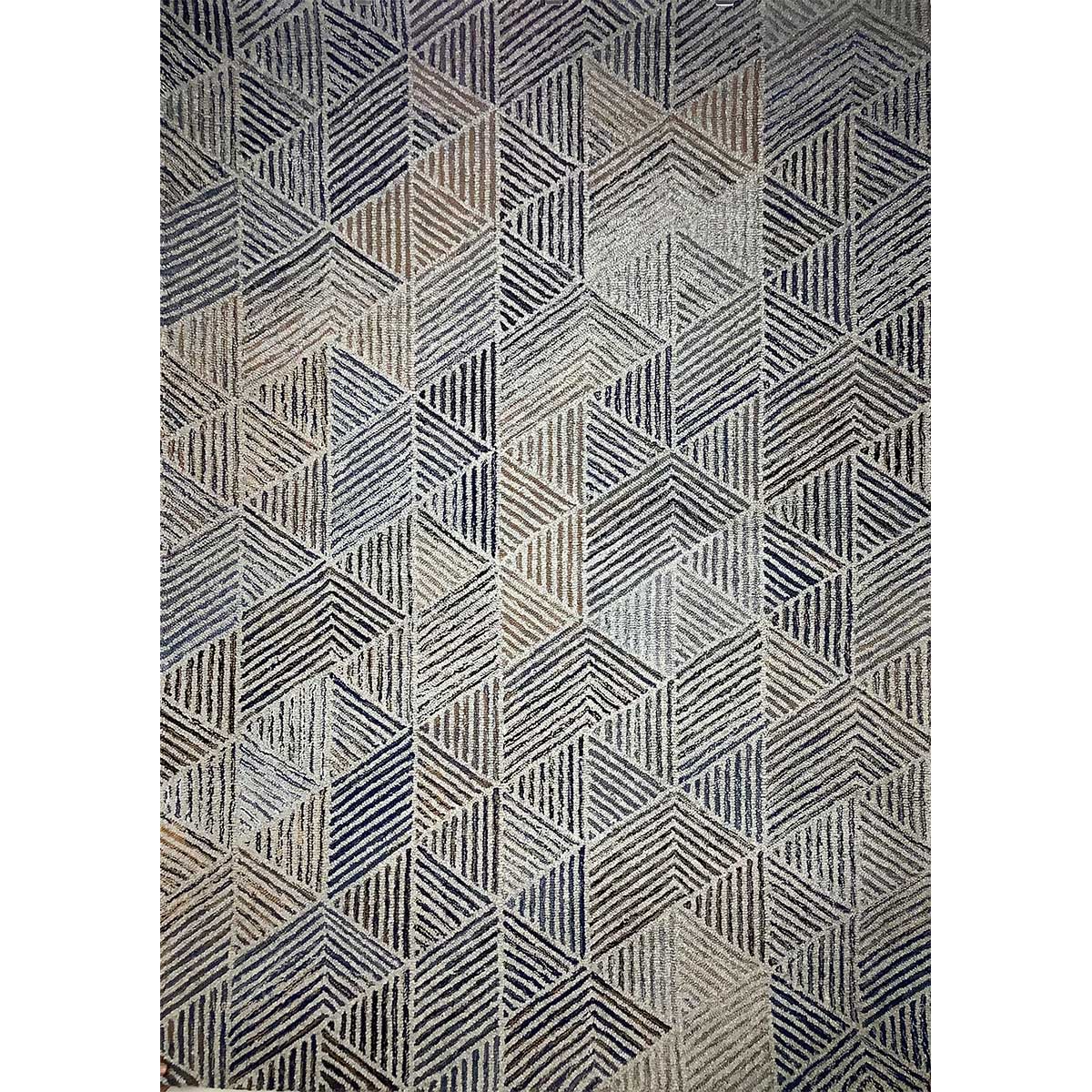 Hand-Tufted Blue Wool Rug with – Loop Pattern (Design Code HT-001) in Birmingham