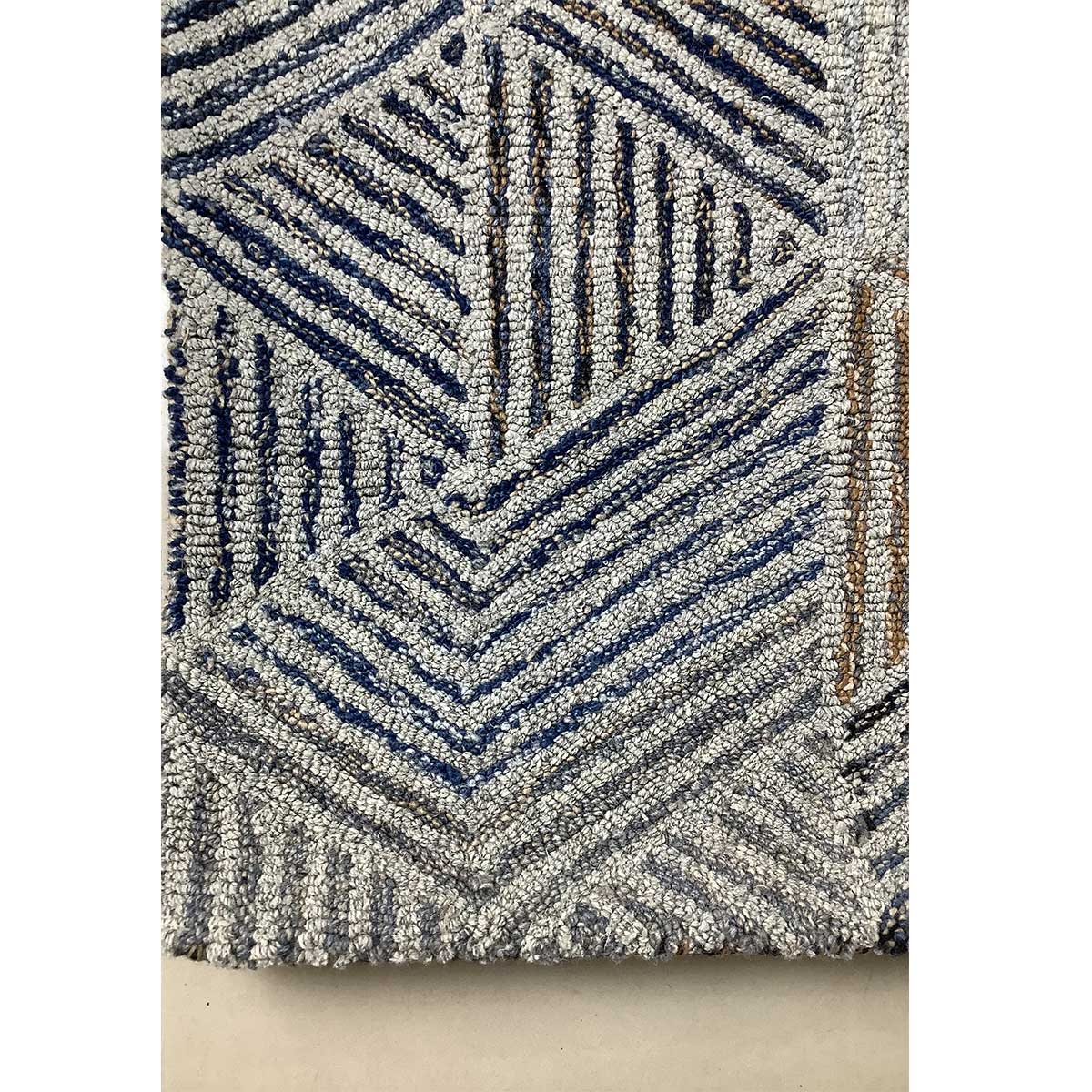 Hand-Tufted Blue Wool Rug with – Loop Pattern (Design Code HT-001) in Birmingham