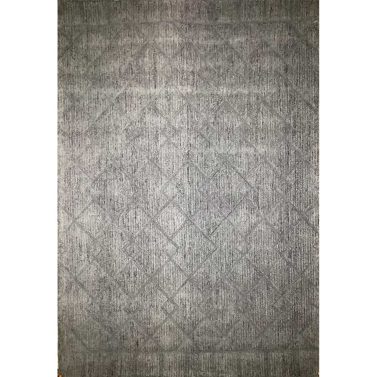 Hand-Tufted Ebony Wool Rug with Loop Pattern (Design Code HT-003) in Noida